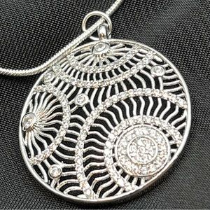 Long Silver Chain with Round Silver Rhinestone